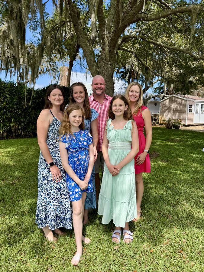 Tim Street with his wife Liz and their four daughters